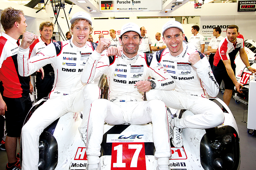 Porsche 919 Hybrid, Porsche Team: Brendon Hartley, Mark Webber, Timo Bernhard (l-r)